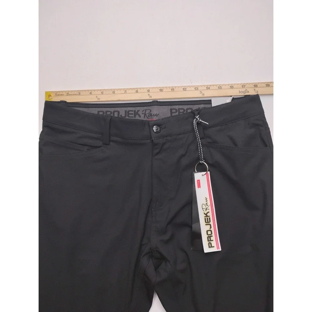 Projek Raw Pants Men's 36x32 Classic Fit Straight Leg‎ Elastic Waist Chino Black